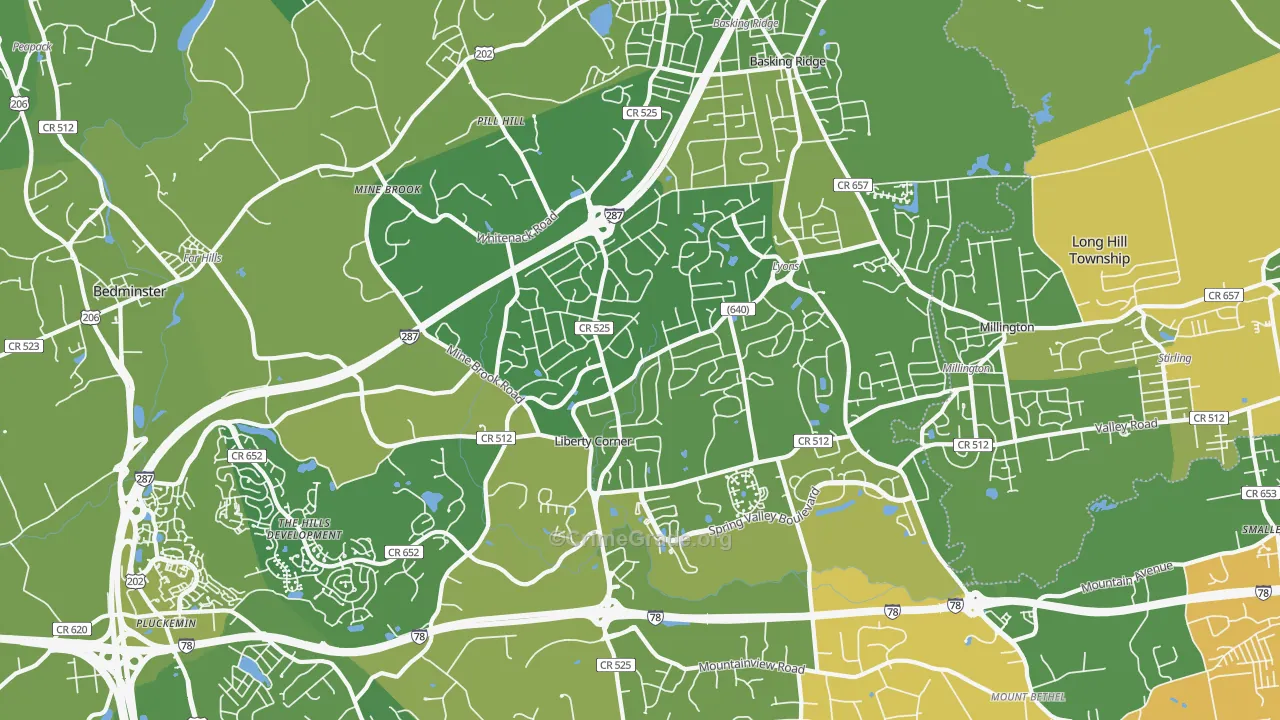 07920, NJ Map of Vehicle Theft Rates