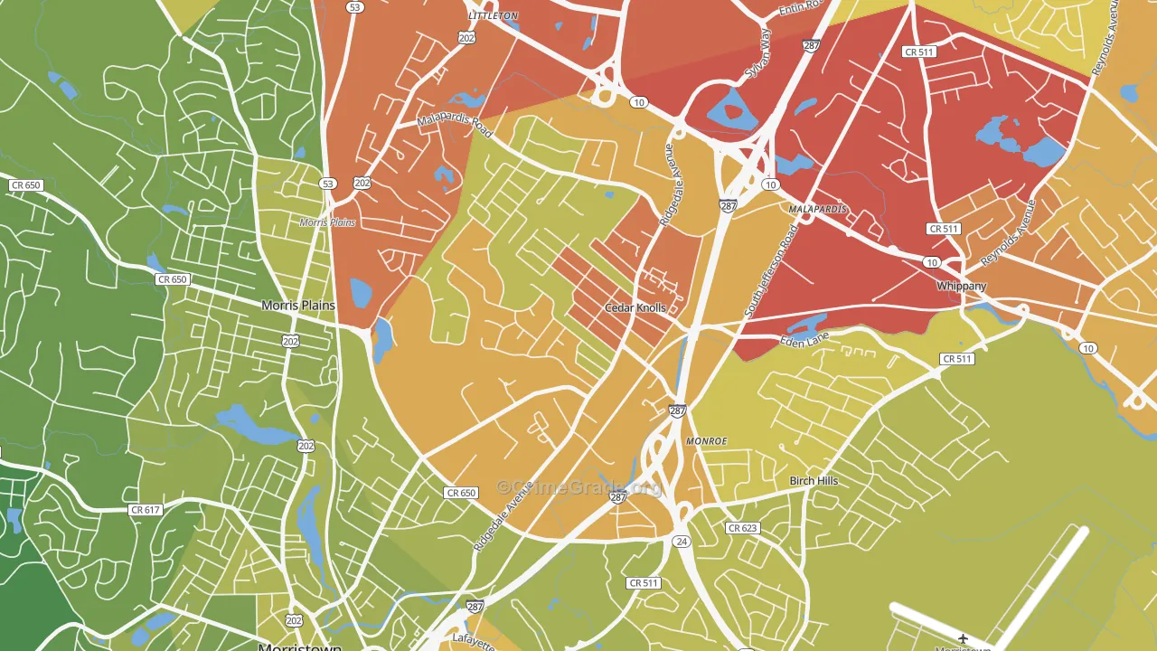 07927, NJ Map of Vehicle Theft Rates