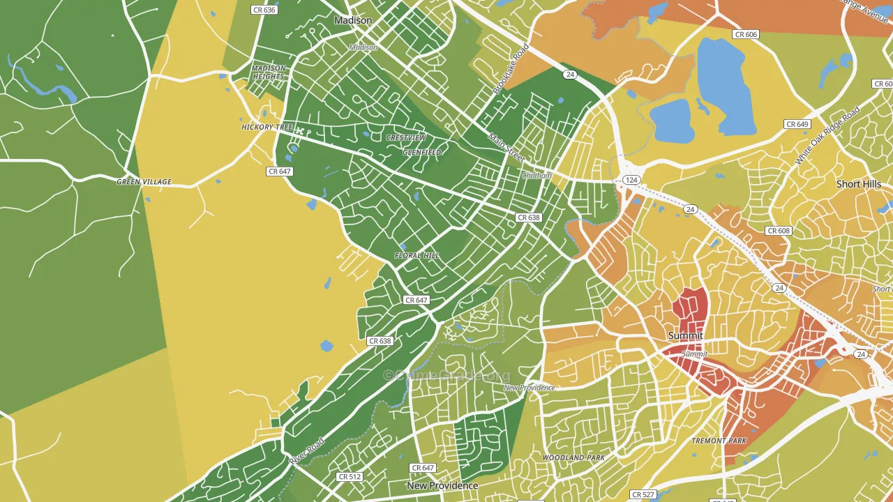 07928, NJ Map of Vehicle Theft Rates