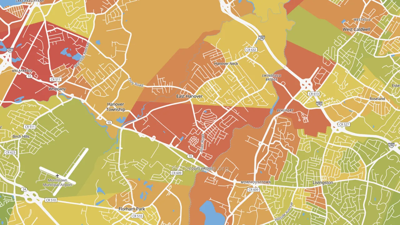 07936, NJ Map of Vehicle Theft Rates