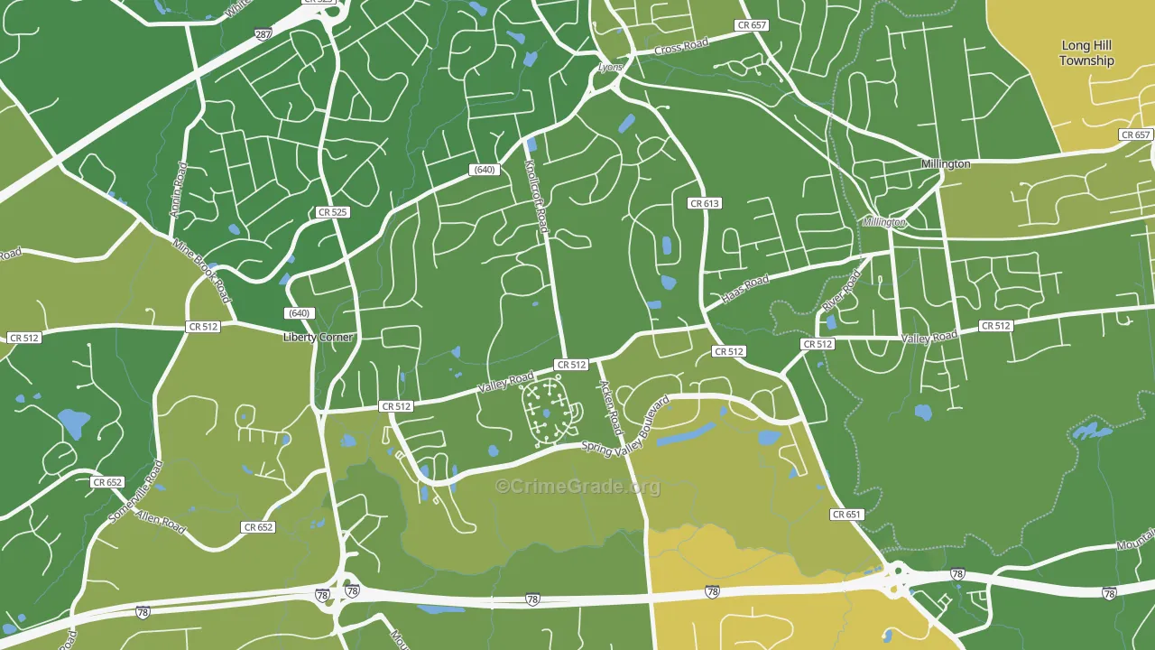 07939, NJ Map of Vehicle Theft Rates