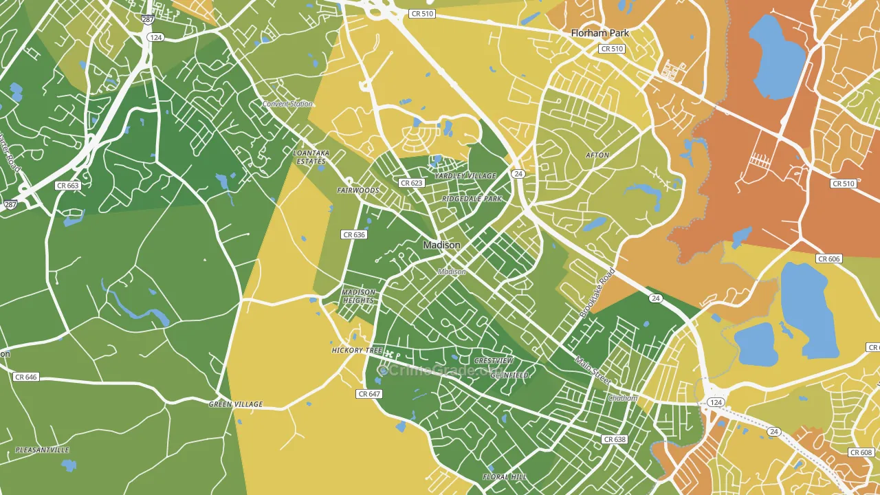 07940, NJ Map of Vehicle Theft Rates