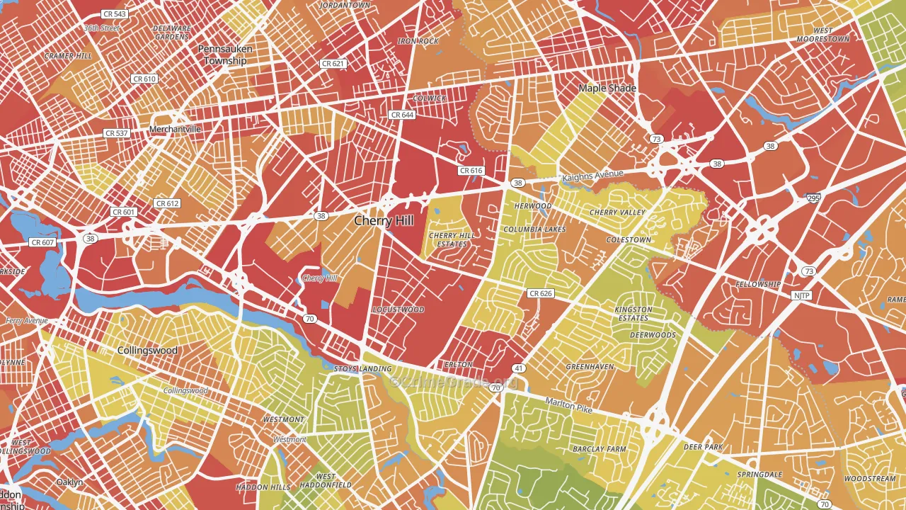 08002, NJ Map of Vehicle Theft Rates