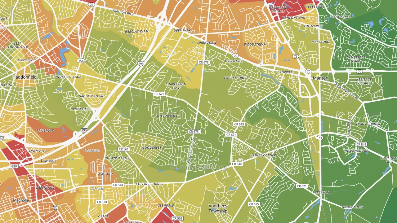 08003, NJ Map of Vehicle Theft Rates