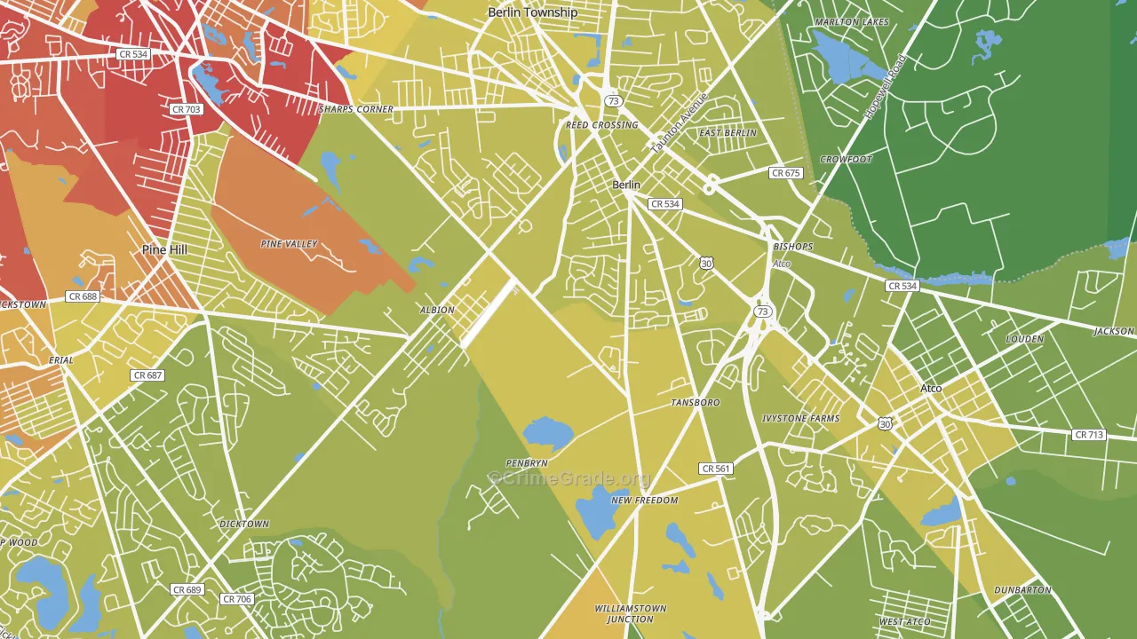 08009, NJ Map of Vehicle Theft Rates