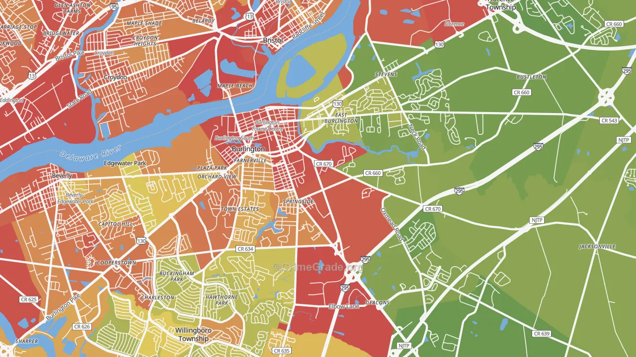 08016, NJ Map of Vehicle Theft Rates