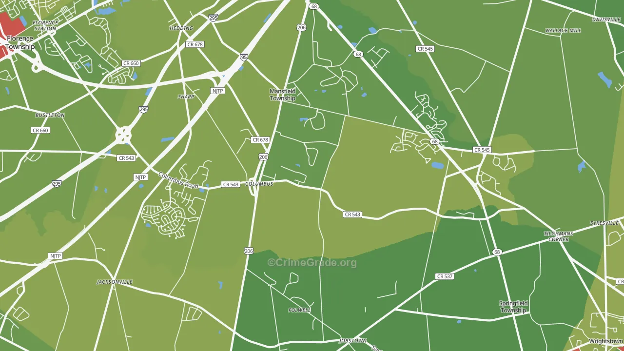 08022, NJ Map of Vehicle Theft Rates