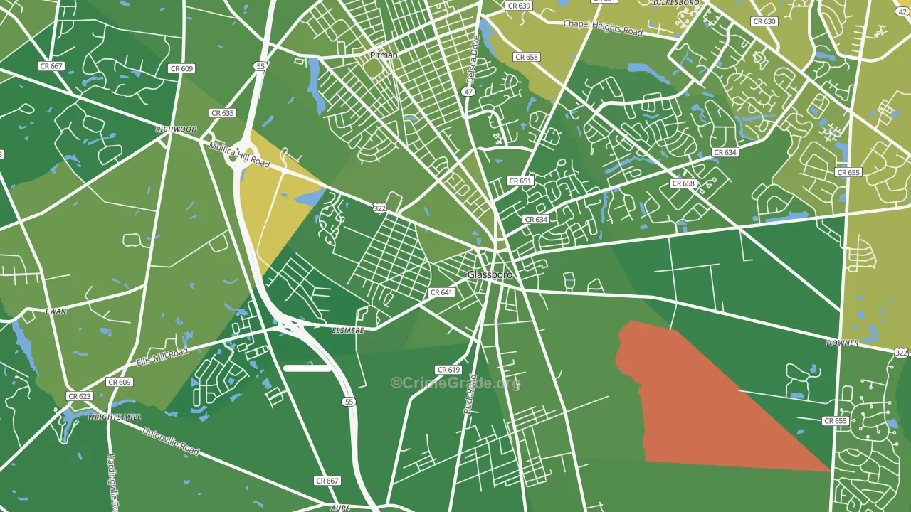 08028, NJ Map of Vehicle Theft Rates