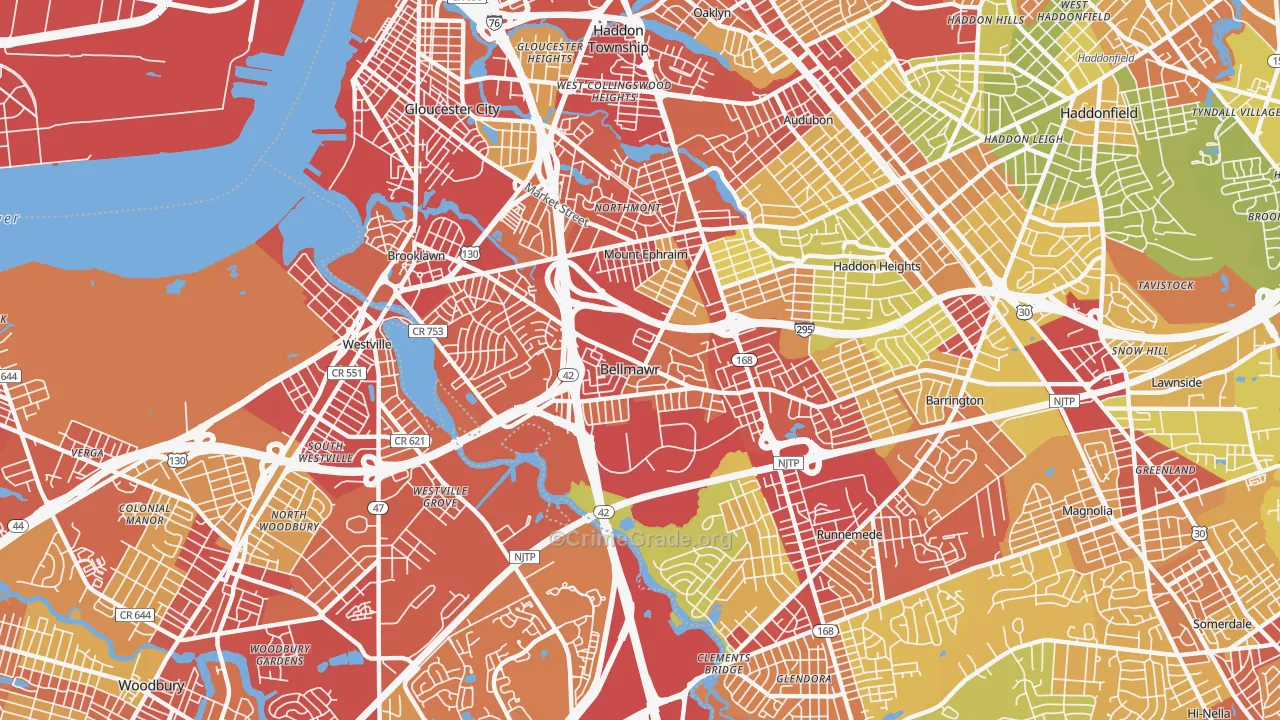 08031, NJ Map of Vehicle Theft Rates