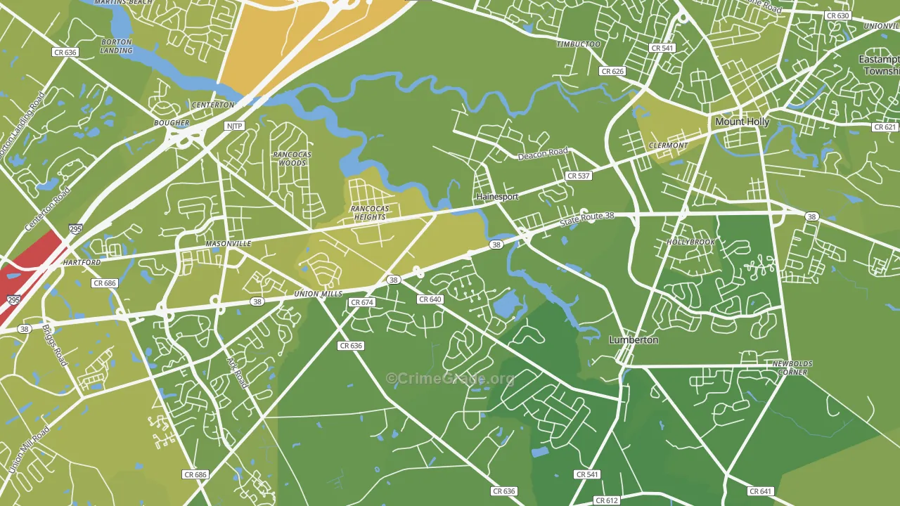 08036, NJ Map of Vehicle Theft Rates