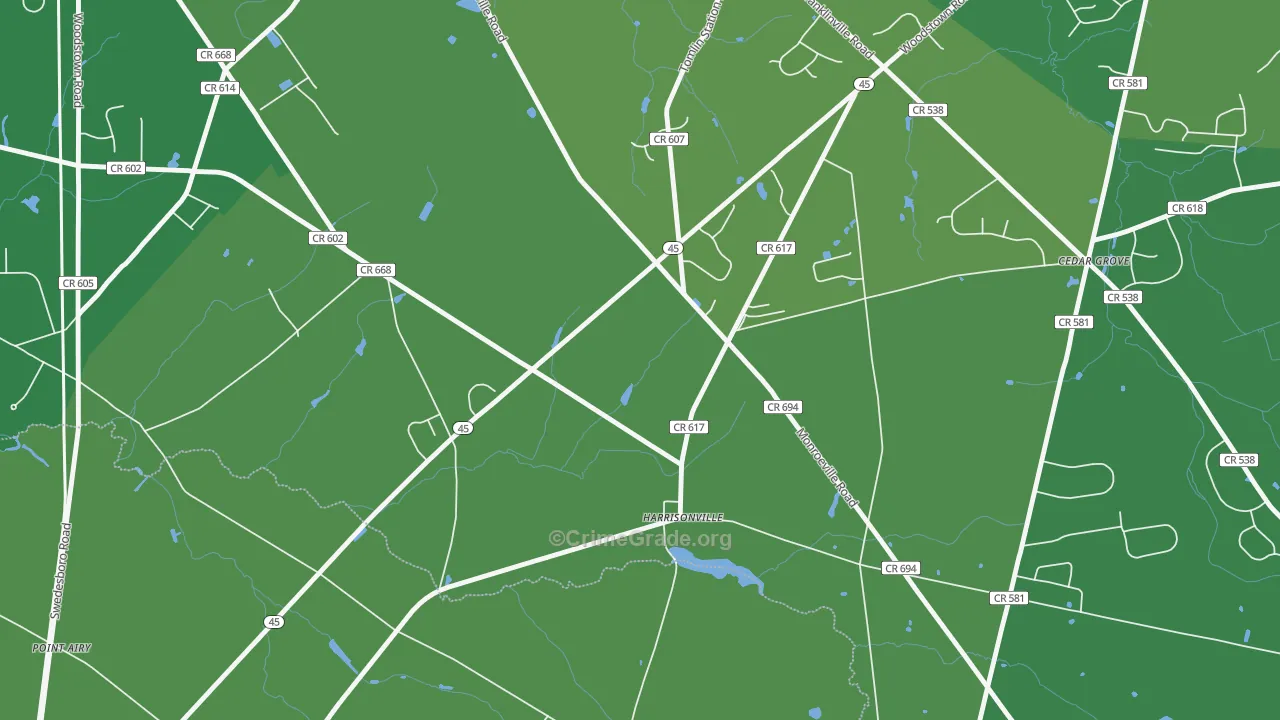 08039, NJ Map of Vehicle Theft Rates