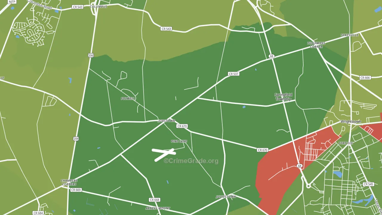 08041, NJ Map of Vehicle Theft Rates