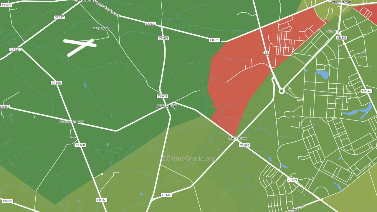 08042, NJ Map of Vehicle Theft Rates