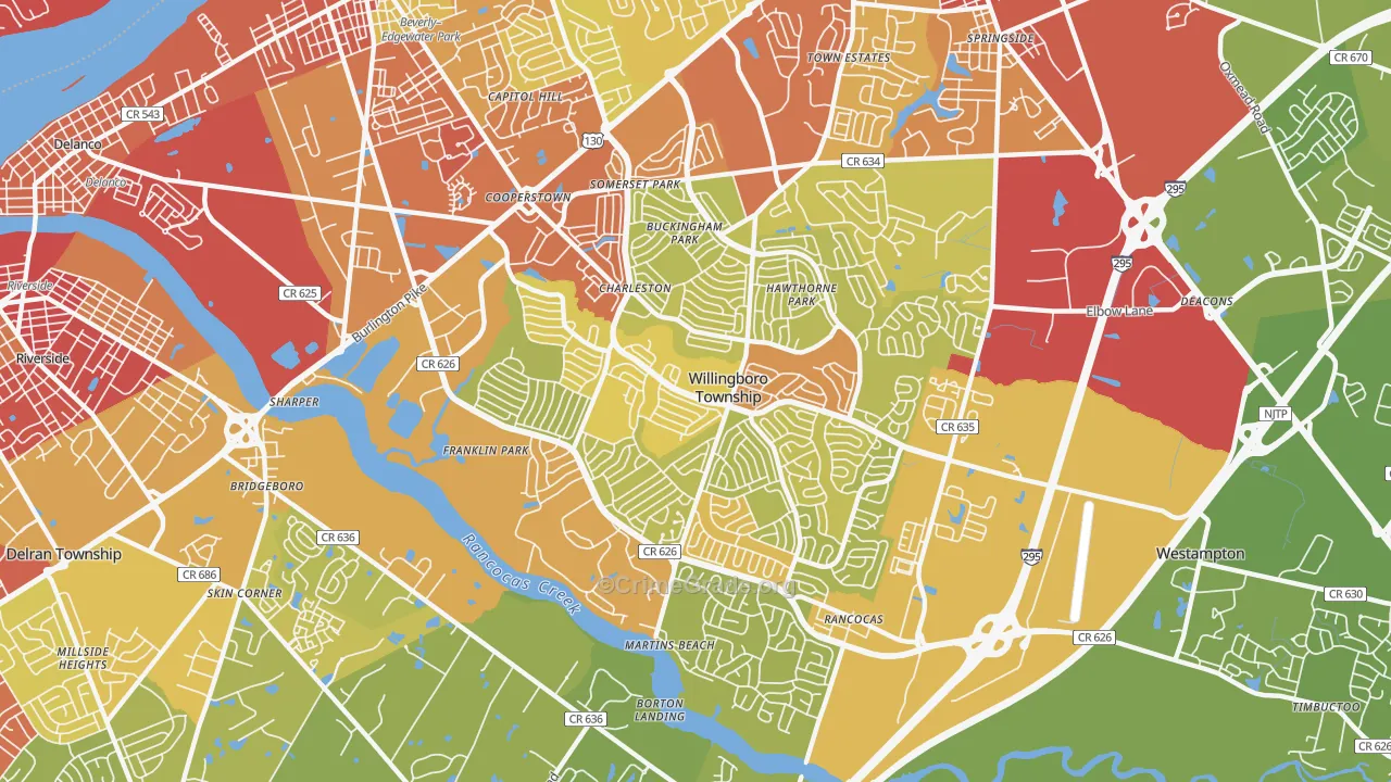 08046, NJ Map of Vehicle Theft Rates