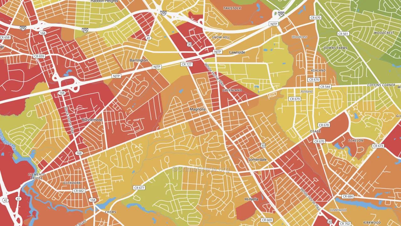 08049, NJ Map of Vehicle Theft Rates