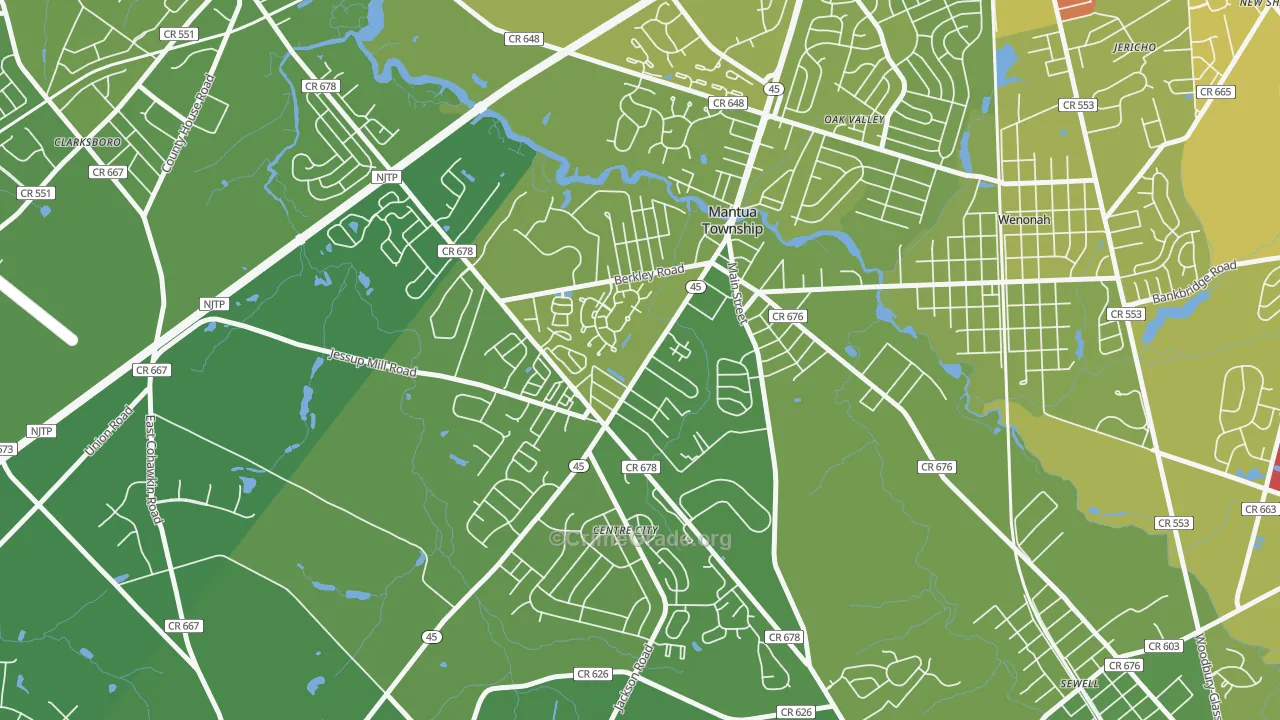 08051, NJ Map of Vehicle Theft Rates