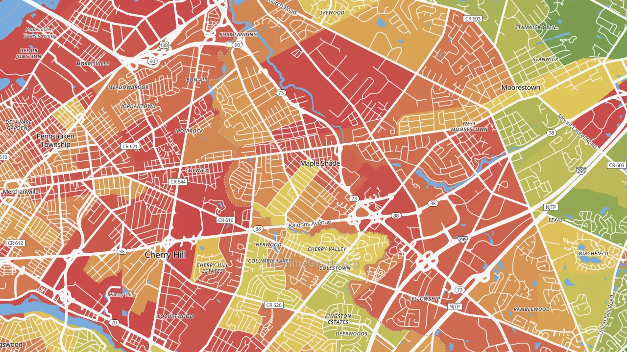 08052, NJ Map of Vehicle Theft Rates