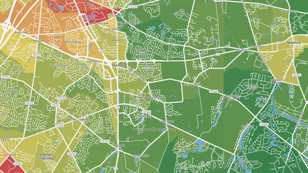 08053, NJ Map of Vehicle Theft Rates
