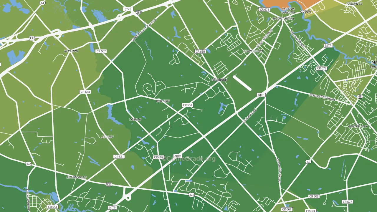 08056, NJ Map of Vehicle Theft Rates