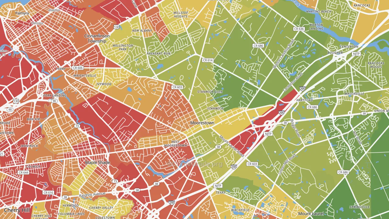 08057, NJ Map of Vehicle Theft Rates