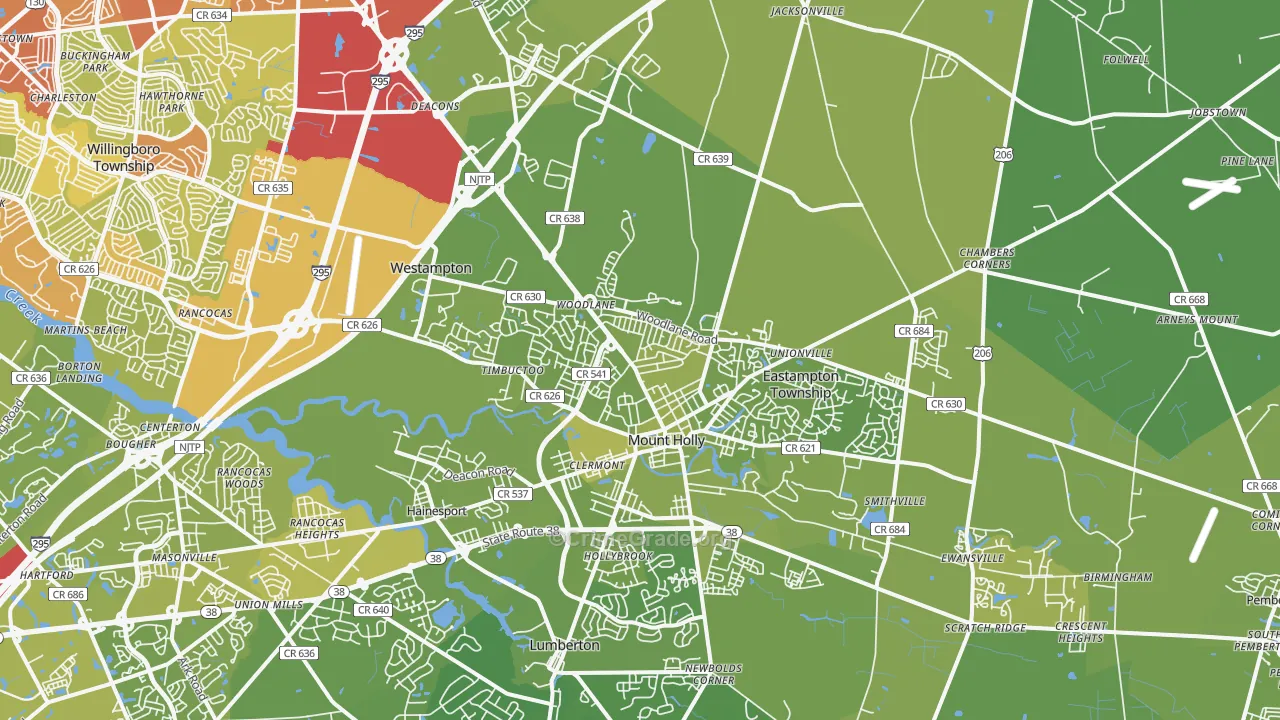 08060, NJ Map of Vehicle Theft Rates
