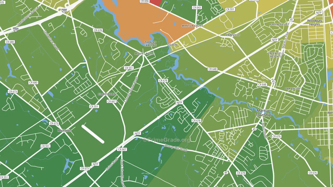 08061, NJ Map of Vehicle Theft Rates