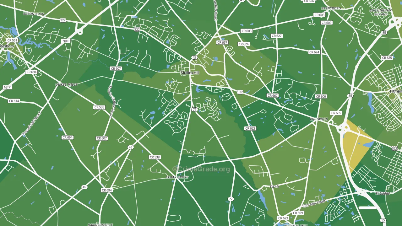 08062, NJ Map of Vehicle Theft Rates