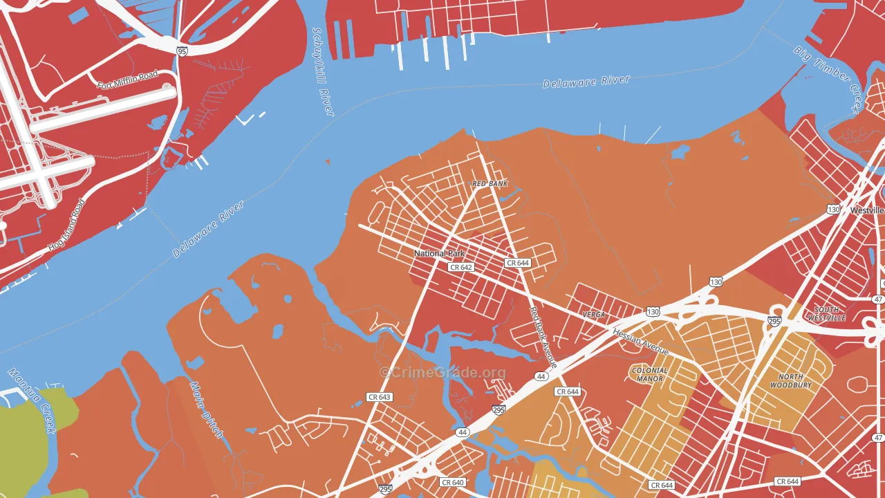 08063, NJ Map of Vehicle Theft Rates