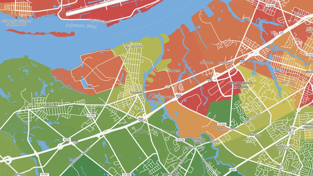 08066, NJ Map of Vehicle Theft Rates