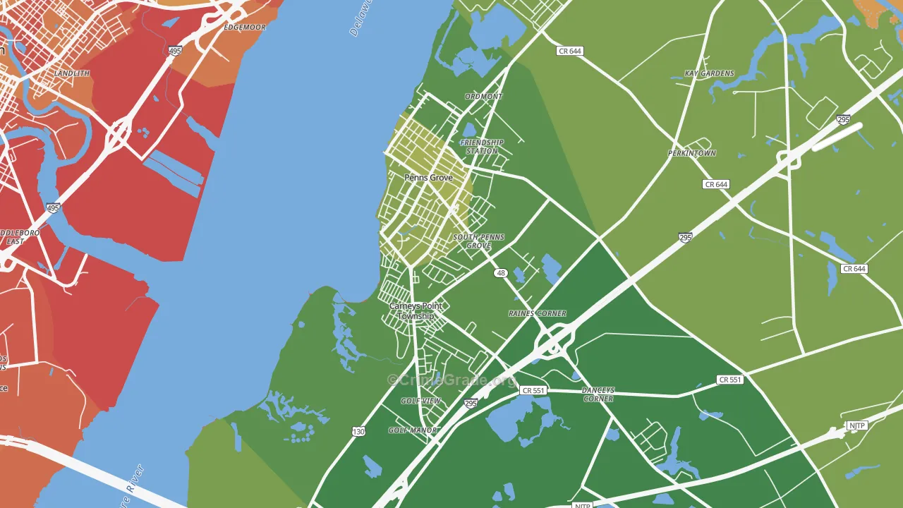 08069, NJ Map of Vehicle Theft Rates