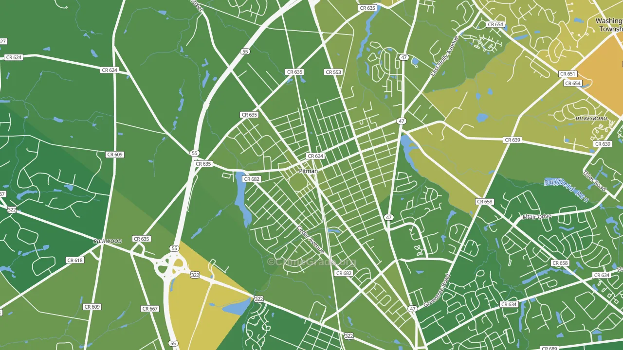 08071, NJ Map of Vehicle Theft Rates