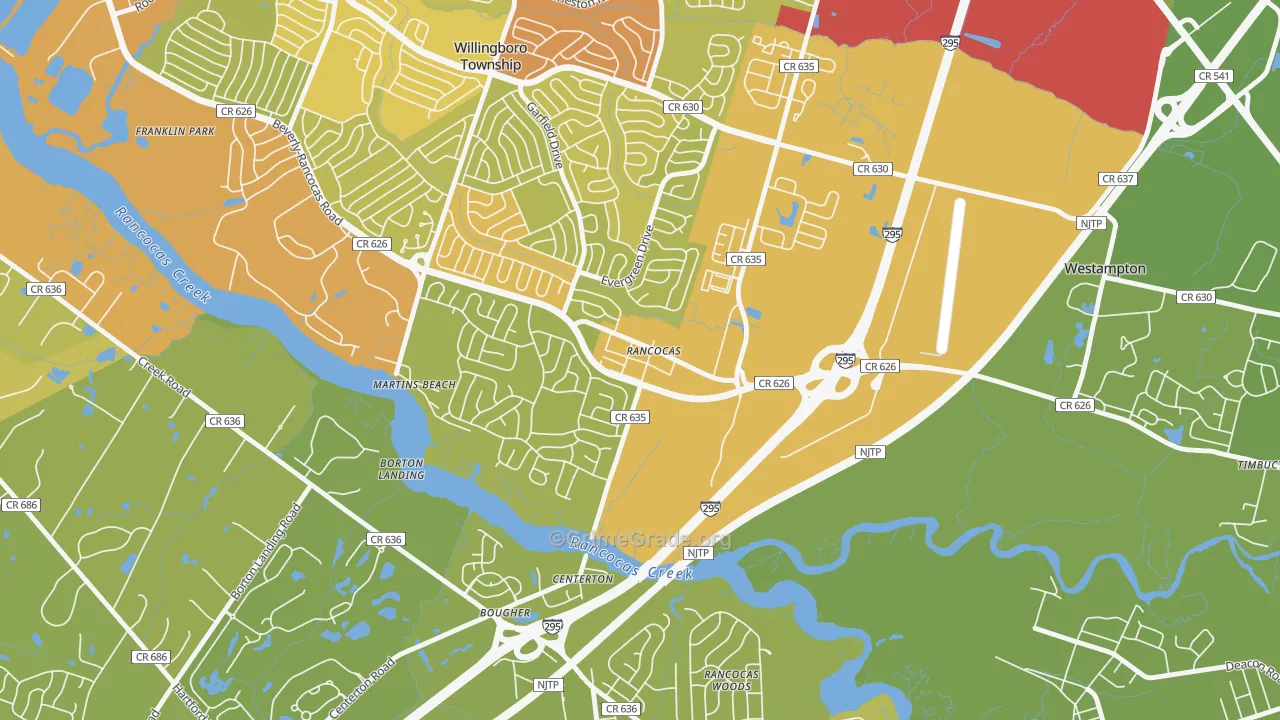 08073, NJ Map of Vehicle Theft Rates