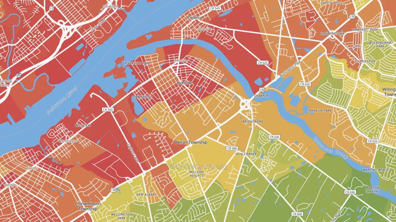 08075, NJ Map of Vehicle Theft Rates