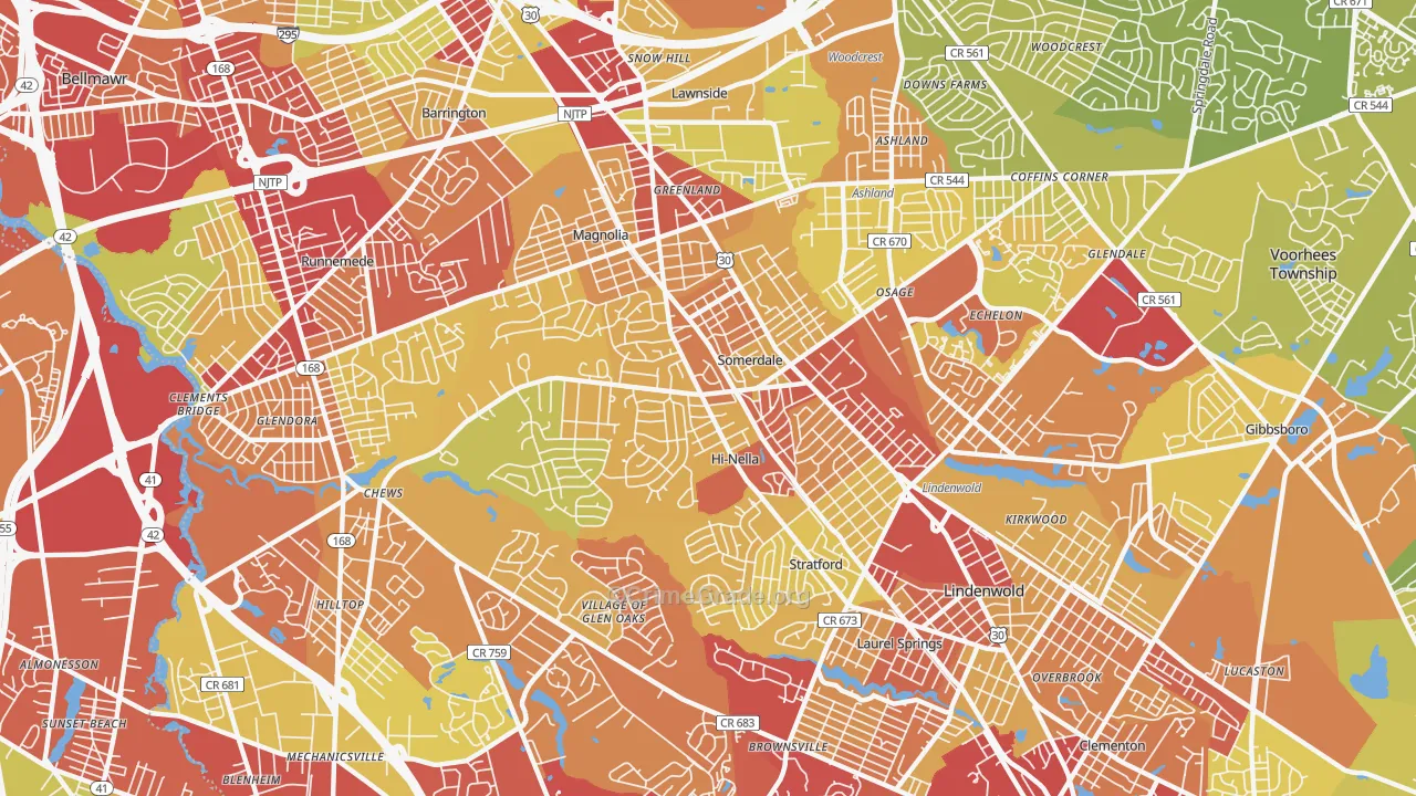 08083, NJ Map of Vehicle Theft Rates