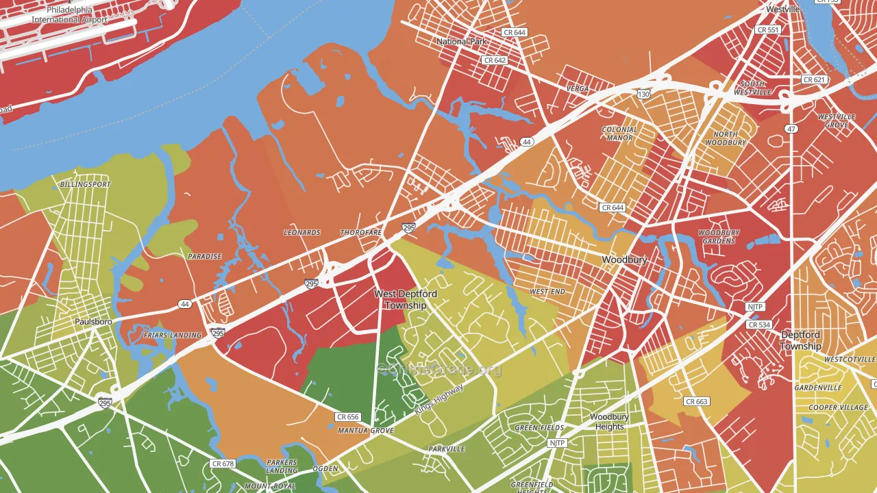 08086, NJ Map of Vehicle Theft Rates