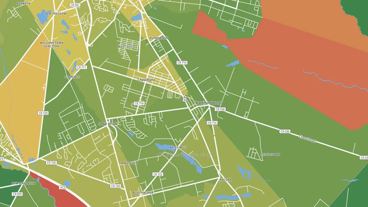 08089, NJ Map of Vehicle Theft Rates
