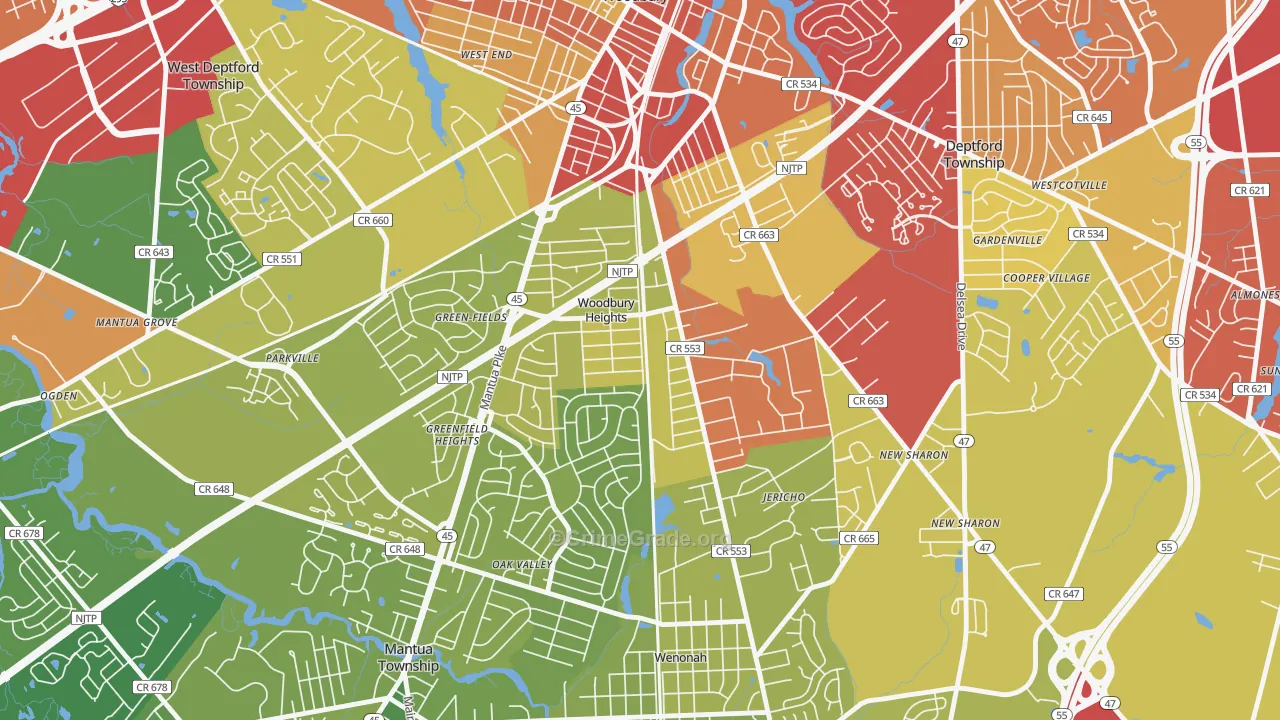08097, NJ Map of Vehicle Theft Rates