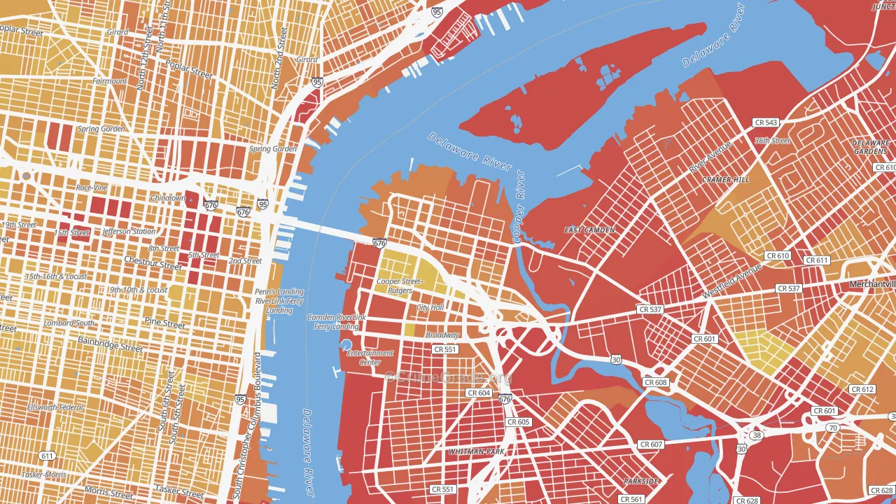 08102, NJ Map of Vehicle Theft Rates