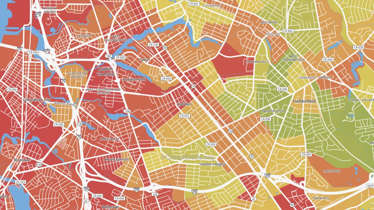 08106, NJ Map of Vehicle Theft Rates