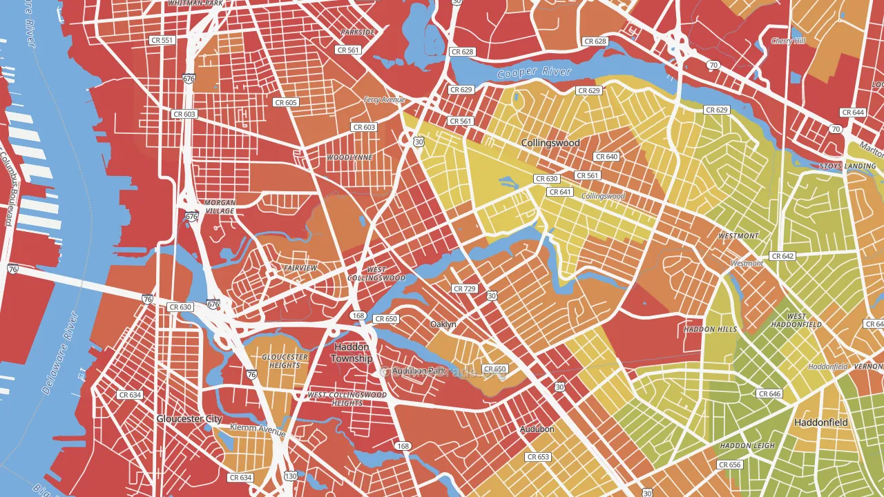 08107, NJ Map of Vehicle Theft Rates