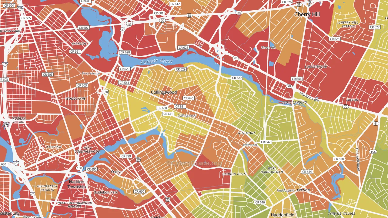 08108, NJ Map of Vehicle Theft Rates