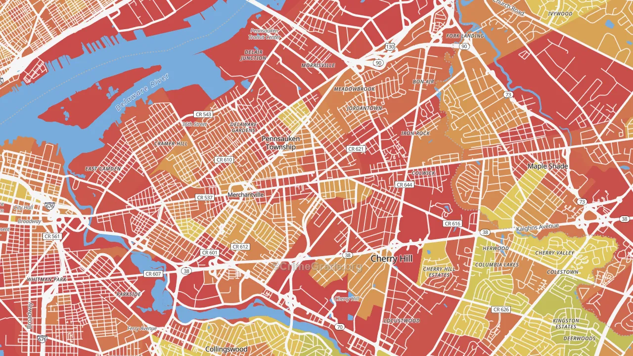 08109, NJ Map of Vehicle Theft Rates