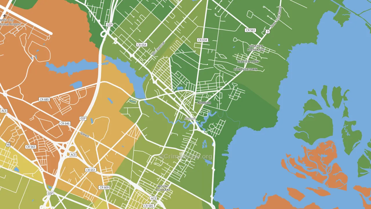 08201, NJ Map of Vehicle Theft Rates