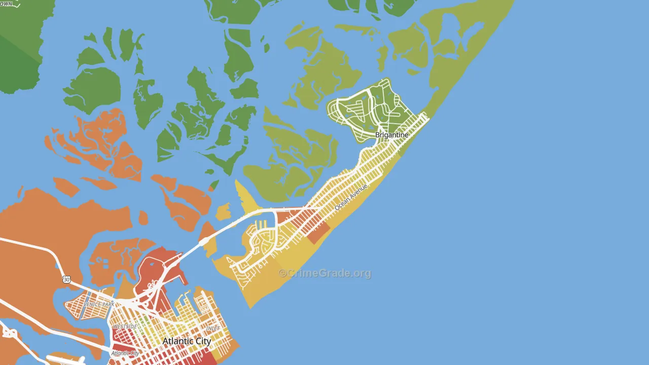 08203, NJ Map of Vehicle Theft Rates