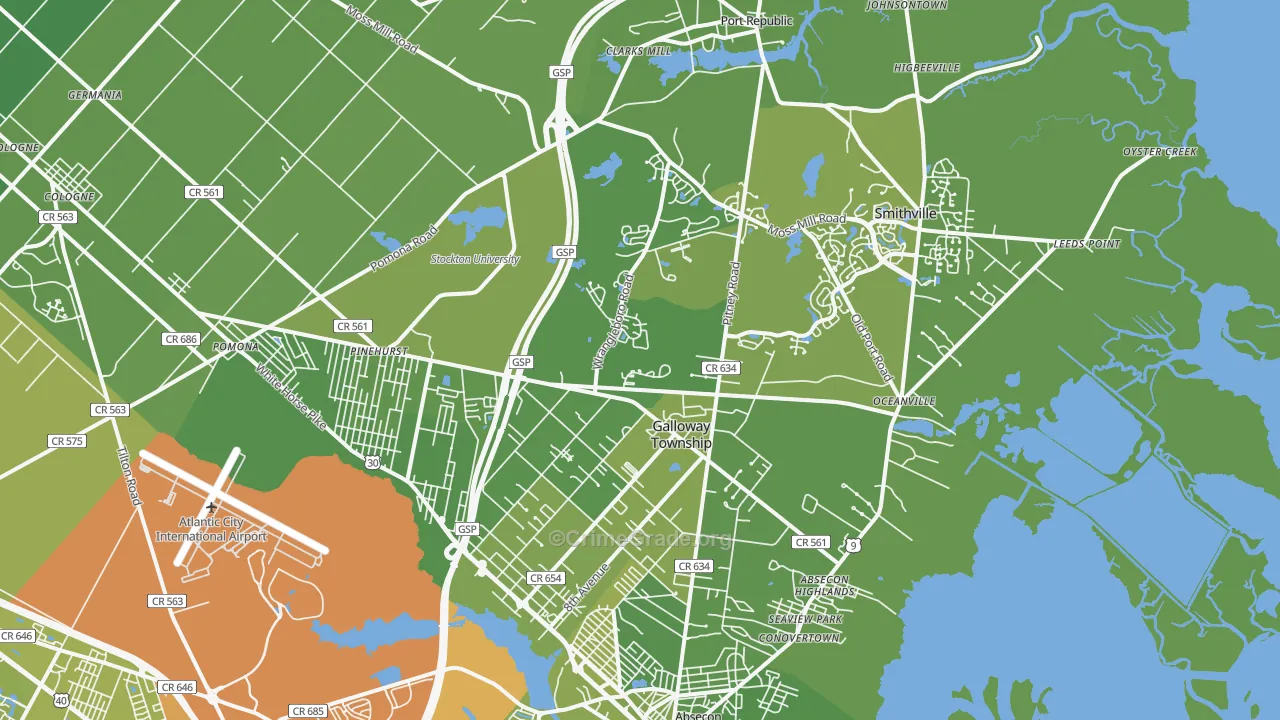 08205, NJ Map of Vehicle Theft Rates