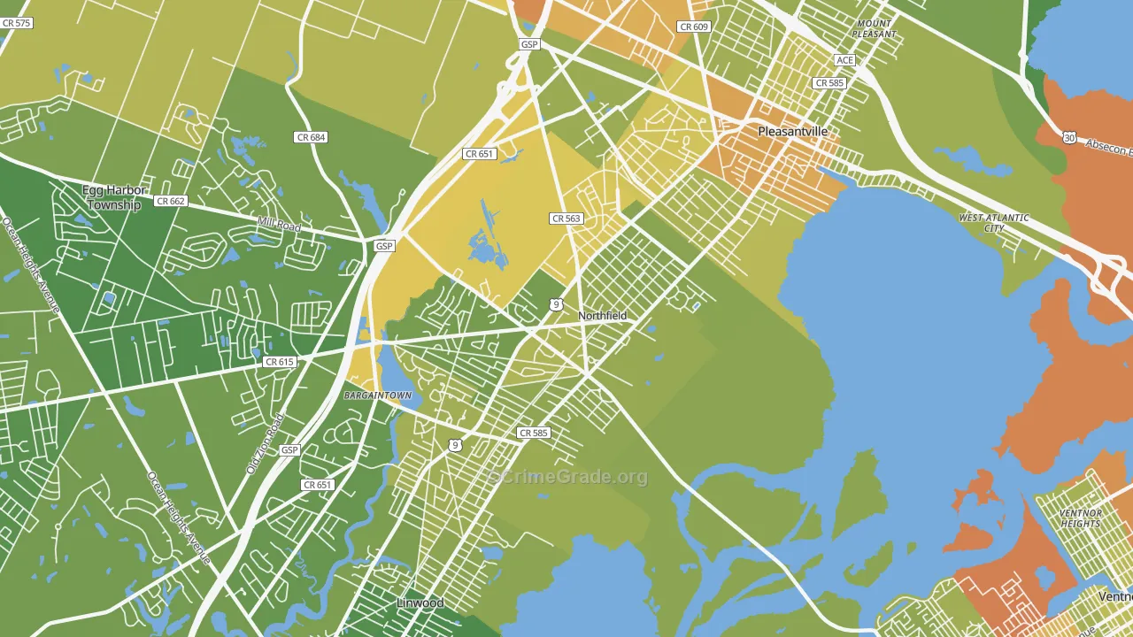 08225, NJ Map of Vehicle Theft Rates