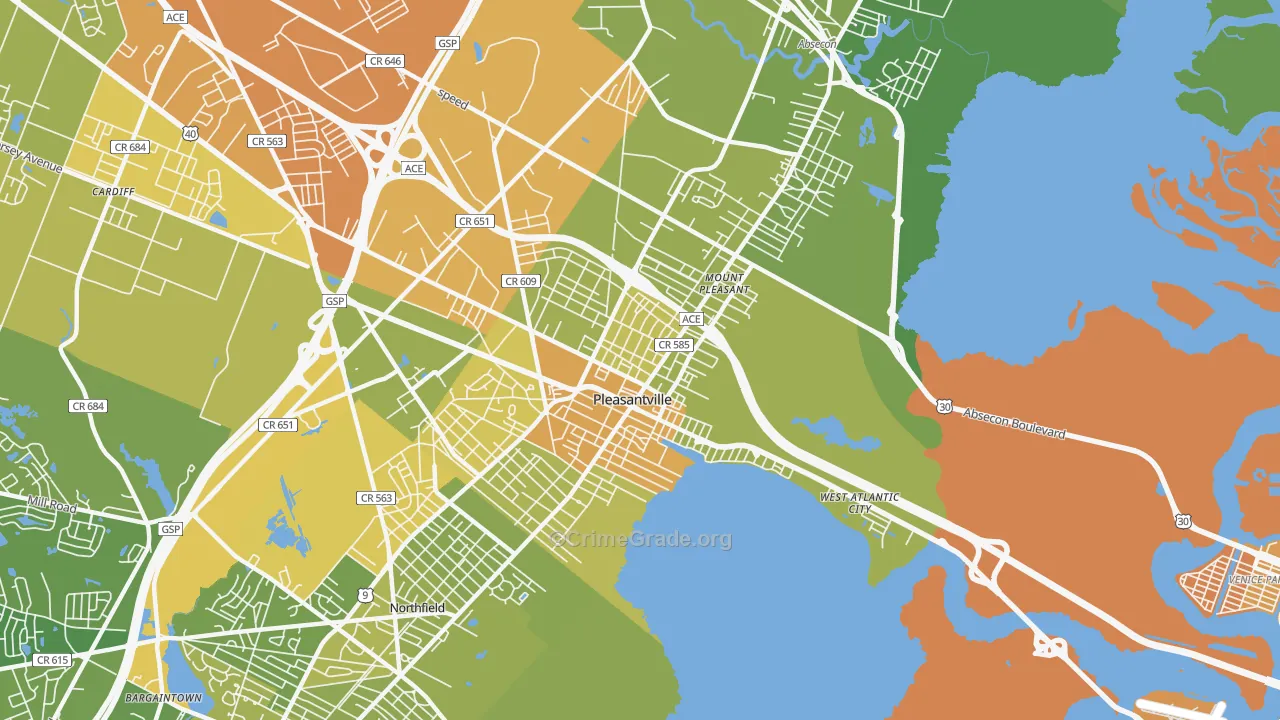 08232, NJ Map of Vehicle Theft Rates