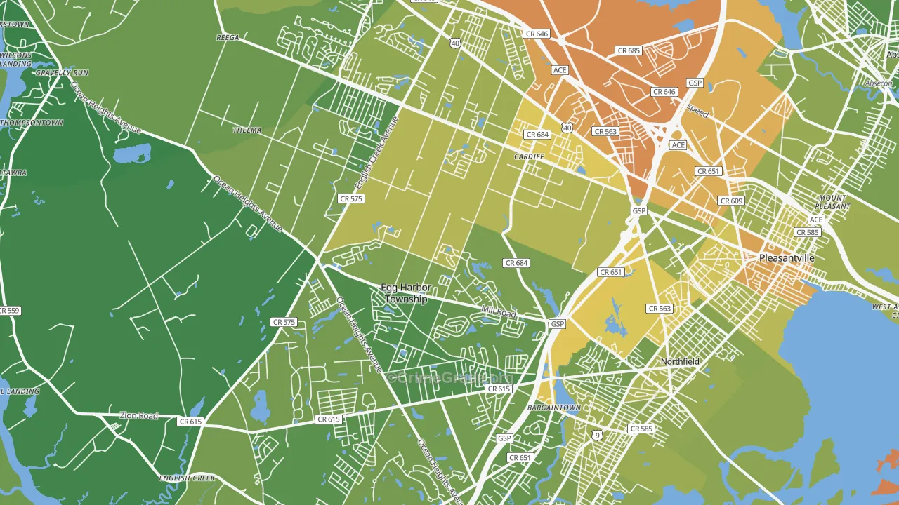 08234, NJ Map of Vehicle Theft Rates