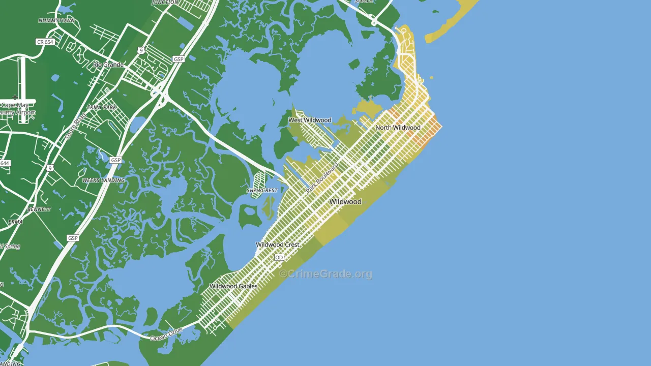 08260, NJ Map of Vehicle Theft Rates