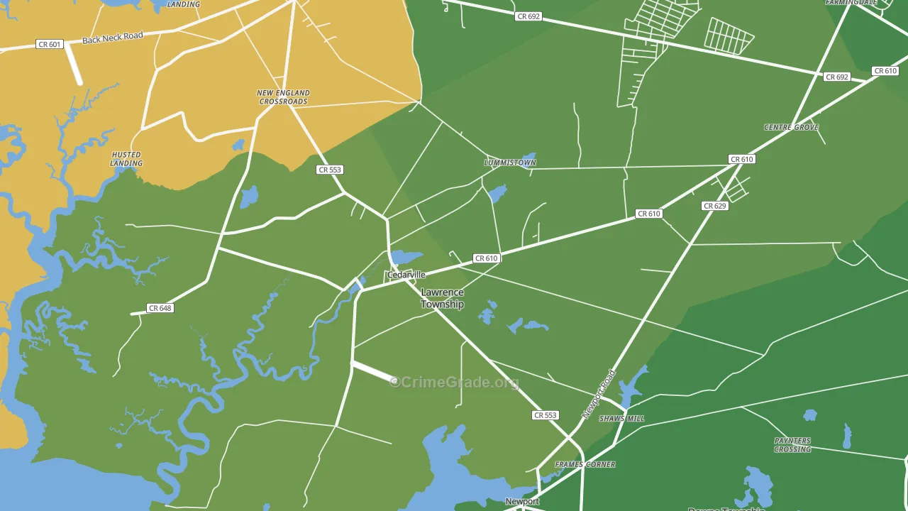 08311, NJ Map of Vehicle Theft Rates